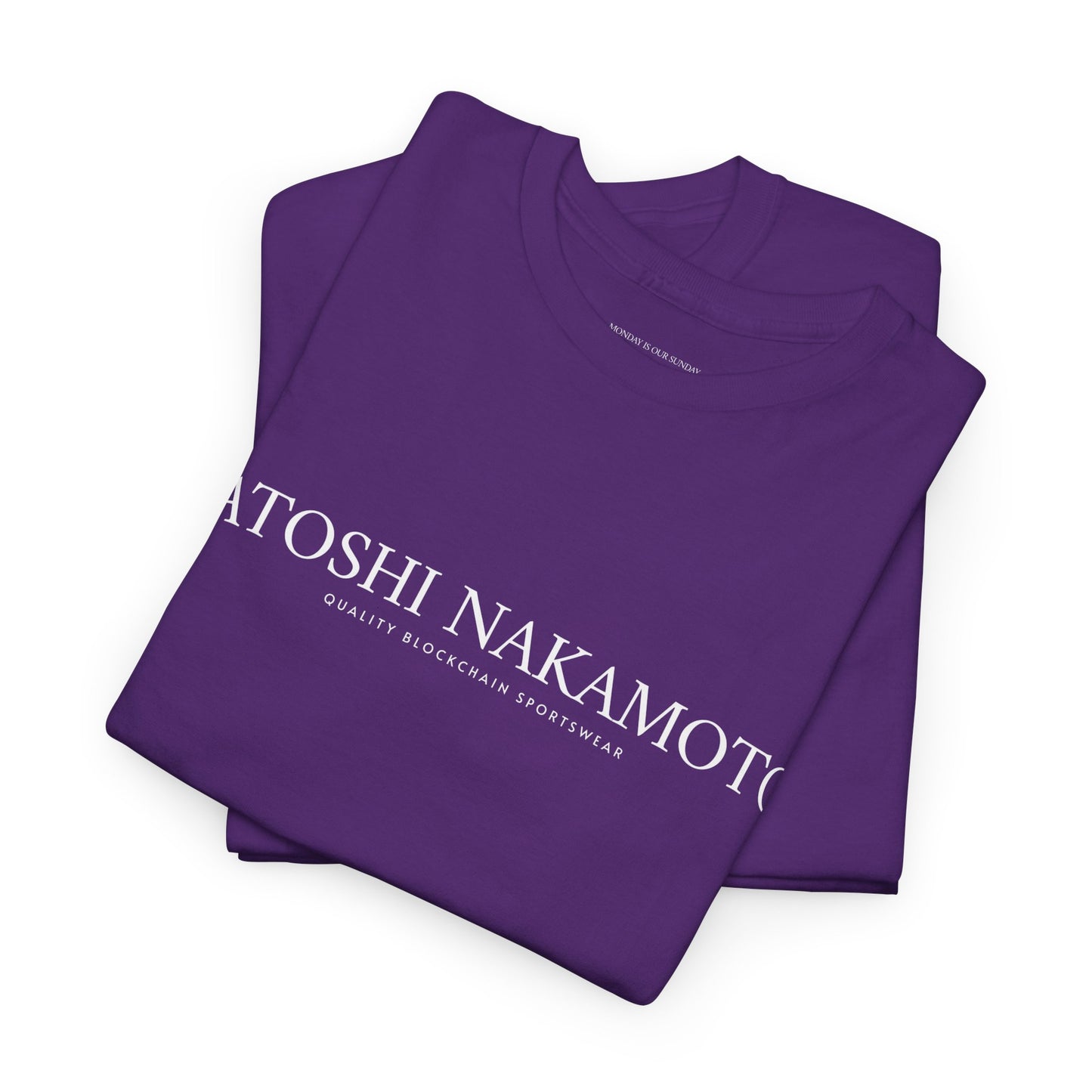 Satoshi Nakamoto Classic T33 WHITE ON DARK PURPLE