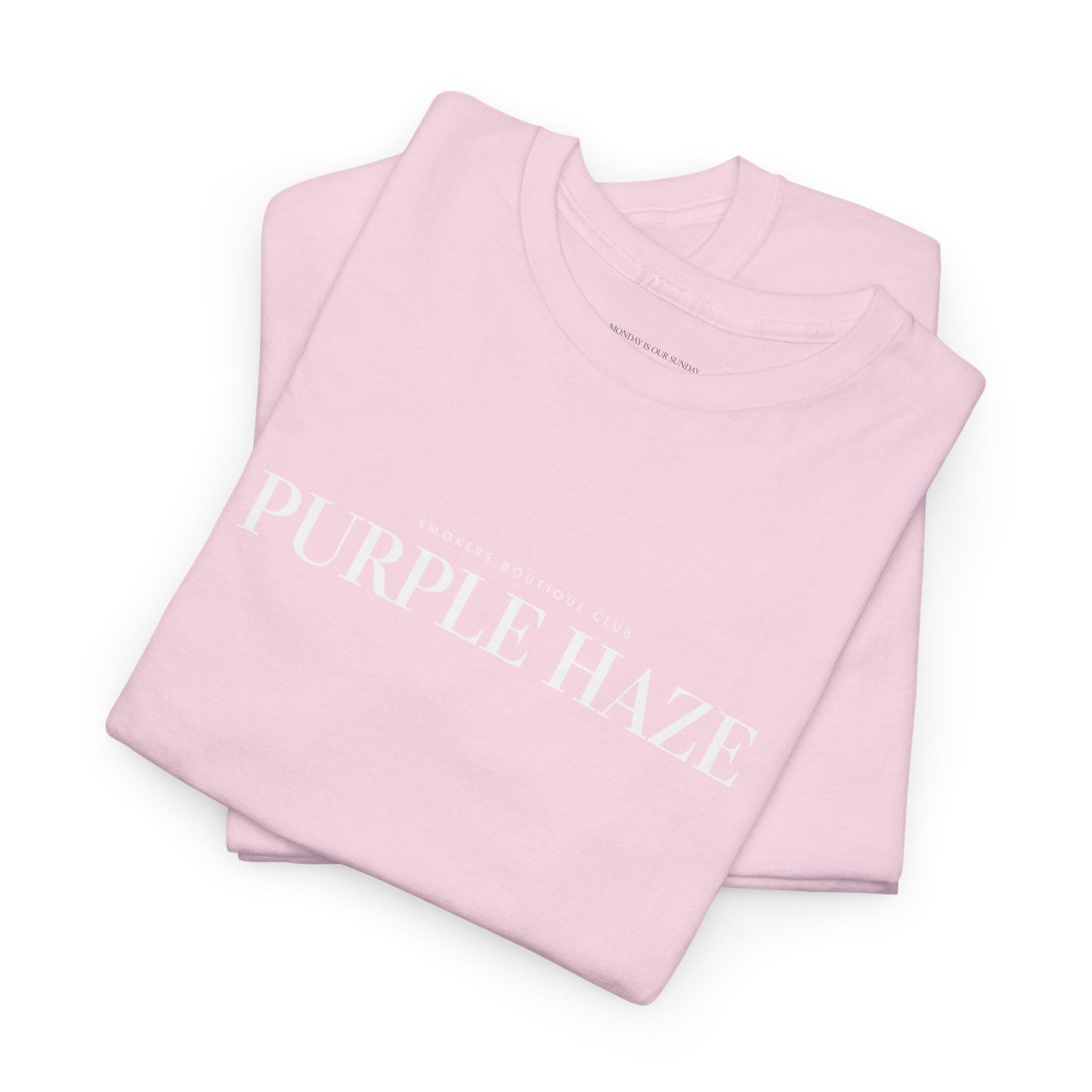 Purple Haze Classic T33 WHITE ON LIGHT PINK