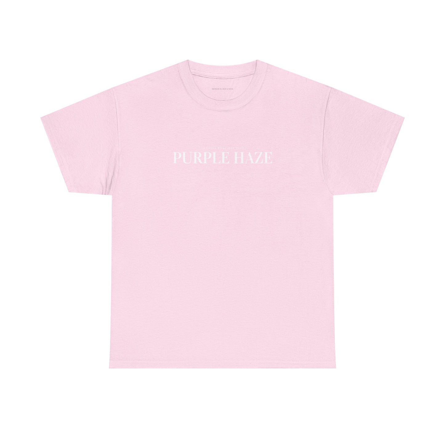Purple Haze Classic T33 WHITE ON LIGHT PINK